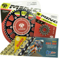 Mino / CZ 12-48T KTM EXC 125-250-300 94-22 Gold MX Chain and Black Alloy Sprocket Kit