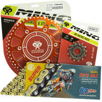 Mino / CZ 12-50T KTM EXC 125-250-300 94-22 Gold MX Chain and Orange Alloy Sprocket Kit