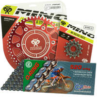 Mino / CZ 13-49T Honda CR125 2004-2007 O-Ring Chain and Red Alloy Sprocket Kit