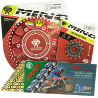 Mino / CZ 13-48T Honda CR125 2004-2007 Gold O-Ring Chain and Red Alloy Sprocket Kit