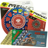 Mino / CZ 13-48T Yamaha YZ250 1999-2022 Gold O-Ring Chain and Blue Alloy Sprocket Kit
