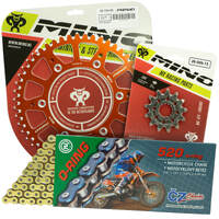 Mino / CZ 12-49T KTM EXC 125-250-300 94-22 Gold O-Ring Chain and Orange Alloy Sprocket Kit