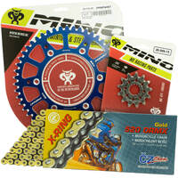 Mino / CZ 13-48T Yamaha YZ250 1999-2022 Gold X-Ring Chain and Blue Alloy Sprocket Kit