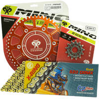 Mino / CZ 12-50T KTM EXCF 250-530 99-22 Gold X-Ring Chain and Orange Alloy Sprocket Kit