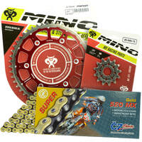 Mino / CZ 12-50T Beta RR 4ST 400-450 13-18 Gold MX Chain and Red Fusion Sprocket Kit
