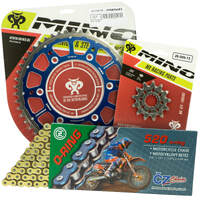 Mino / CZ 14-50T Yamaha YZ450FX 2016-2022 Gold O-Ring Chain and Blue Fusion Sprocket Kit