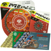 Mino / CZ 12-48T KTM EXC 125-250-300 94-22 Gold O-Ring Chain and Orange Fusion Sprocket Kit