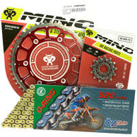 Mino / CZ 13-51T GasGas EC 250-300 21-22 Gold O-Ring Chain and Red Fusion Sprocket Kit