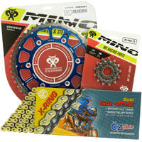 Mino/CZ  12-48T Yamaha YZ250F 2001-2022 Gold X-Ring Chain and Blue Fusion Sprocket Kit