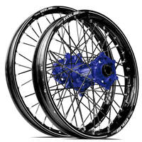 SM Pro / Excel A60 Honda CRF250 2014-2024/CRF450 2013-2024 21X1.60/18X2.15 Black/Blue Wheel Set (Black Spokes)