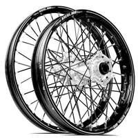 SM Pro / Excel A60 Honda CRF250 2014-2024/CRF450 2013-2024 21X1.60/18X2.15 Black/Silver Wheel Set (Black Spokes)