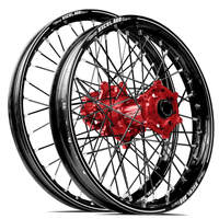 SM Pro / Excel A60 KTM-Husqvarna-GasGas 21X1.60/18X2.15 Black/Red Wheel Set (Black Spokes)