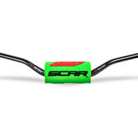 Scar O² Tapered Handlebar - RC Bend - Black Bar with Green bar pad