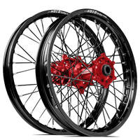 SM Pro / DID LT-X Honda CRF250 2014-2024/CRF450 2013-2024 21X1.60/18X2.15 Black/Red Wheel Set (Black Spokes)