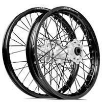 SM Pro / DID LT-X Honda CRF250 2014-2024/CRF450 2013-2024 21X1.60/18X2.15 Black/Silver Wheel Set (Black Spokes)