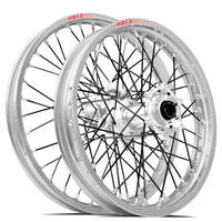 SM Pro / DID LT-X Honda CRF250 2014-2024/CRF450 2013-2024 21X1.60/19X2.15 Silver/Silver Wheel Set (Black Spokes)