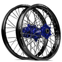 SM Pro / DID LT-X Yamaha WRF250/450 21X1.60/18X2.15 Black/Blue Wheel Set (Black Spokes)