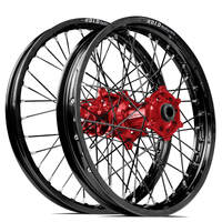SM Pro / DID ST-X Honda CRF250 2014-2024/CRF450 2013-2024 21X1.60/18X2.15 Black/Red Wheel Set (Black Spokes)