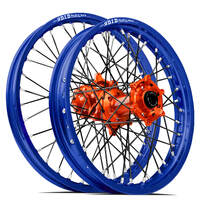 SM Pro / DID ST-X KTM-Husqvarna-GasGas 21X1.60/18X2.15 Blue/Orange Wheel Set (Black Spokes)