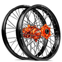 SM Pro / DID ST-X KTM-Husqvarna-GasGas 21X1.60/18X2.15 Black/Orange Wheel Set (Black Spokes)