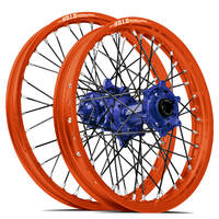 SM Pro / DID ST-X KTM-Husqvarna-GasGas 21X1.60/19X2.15 Orange/Blue Wheel Set (Black Spokes)