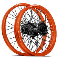 SM Pro / DID ST-X KTM-Husqvarna-GasGas 21X1.60/19X2.15 Orange/Black Wheel Set (Black Spokes)