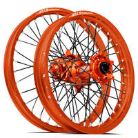 SM Pro / DID ST-X KTM-Husqvarna-GasGas 21X1.60/19X2.15 Orange/Orange Wheel Set (Black Spokes)