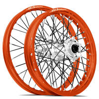 SM Pro / DID ST-X KTM-Husqvarna-GasGas 21X1.60/19X2.15 Orange/Silver Wheel Set (Black Spokes)