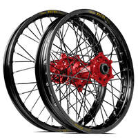 SM Pro / Excel Honda CRF250 2014-2024/CRF450 2013-2024 21X1.60/18X2.15 Black/Red Wheel Set (Black Spokes)