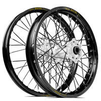 SM Pro / Excel Honda CRF250 2014-2024/CRF450 2013-2024 21X1.60/18X2.15 Black/Silver Wheel Set (Black Spokes)
