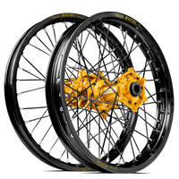 SM Pro / Excel KTM-Husqvarna-GasGas 21X1.60/18X2.15 Black/Gold Wheel Set (Black Spokes)