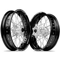 SM Pro Honda CRF250 2014-2024 / CRF450 2013-2024 17X3.50/17X4.25 Black/Silver Wheel Set