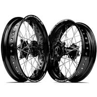 SM Pro Honda CR125-250 02-07 / CRF250-450R/X 02-12 17X3.50/17X4.25 Black/Black Wheel Set