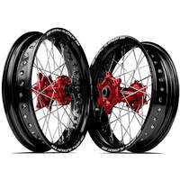 SM Pro Honda CR125-250 02-07 / CRF250-450R/X 02-12 17X3.50/17X4.25 Black/Red Wheel Set