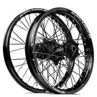 SM Pro Honda CR125-250 02-07/CRF250-450R/X 02-12 21X1.60/19X1.85 Black/Black Wheel Set (Black Spokes)