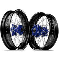 SM Pro Yamaha WRF250 03-19/WRF450 03-18 17X3.50/17X4.25 Black/Blue Cush Wheel Set