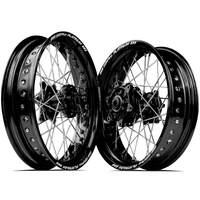 SM Pro Yamaha WRF250 03-19/WRF450 03-18 17X3.50/17X4.25 Black/Black Cush Wheel Set