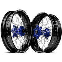 SM Pro KTM-Husqvarna-GasGas 17X3.50/17X5.00 Black/Blue Wheel Set
