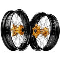 SM Pro KTM-Husqvarna-GasGas 17X3.50/17X5.00 Black/Gold Wheel Set