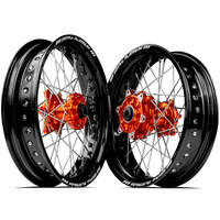 SM Pro KTM-Husqvarna-GasGas 17X3.50/17X4.25 Black/Orange Cush Wheel Set