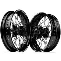 SM Pro KTM-Husqvarna-GasGas 17X3.50/17X5.00 Black Cush Wheel Set (Black Spokes)