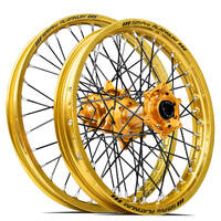SM Pro KTM-Husqvarna-GasGas 21X1.60/18X2.15 Gold/Gold Wheel Set (Black Spokes)