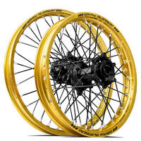 SM Pro KTM-Husqvarna-GasGas 21X1.60/18X2.15 Gold/Black Wheel Set (Black Spokes)