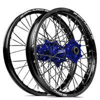 SM Pro KTM-Husqvarna-GasGas 21X1.60/18X2.15 Black/Blue Wheel Set (Black Spokes)