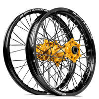SM Pro KTM-Husqvarna-GasGas 21X1.60/18X2.15 Black/Gold Wheel Set (Black Spokes)