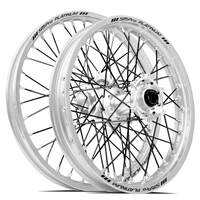 SM Pro KTM-Husqvarna-GasGas 21X1.60/18X2.15 Silver/Silver Wheel Set (Black Spokes)